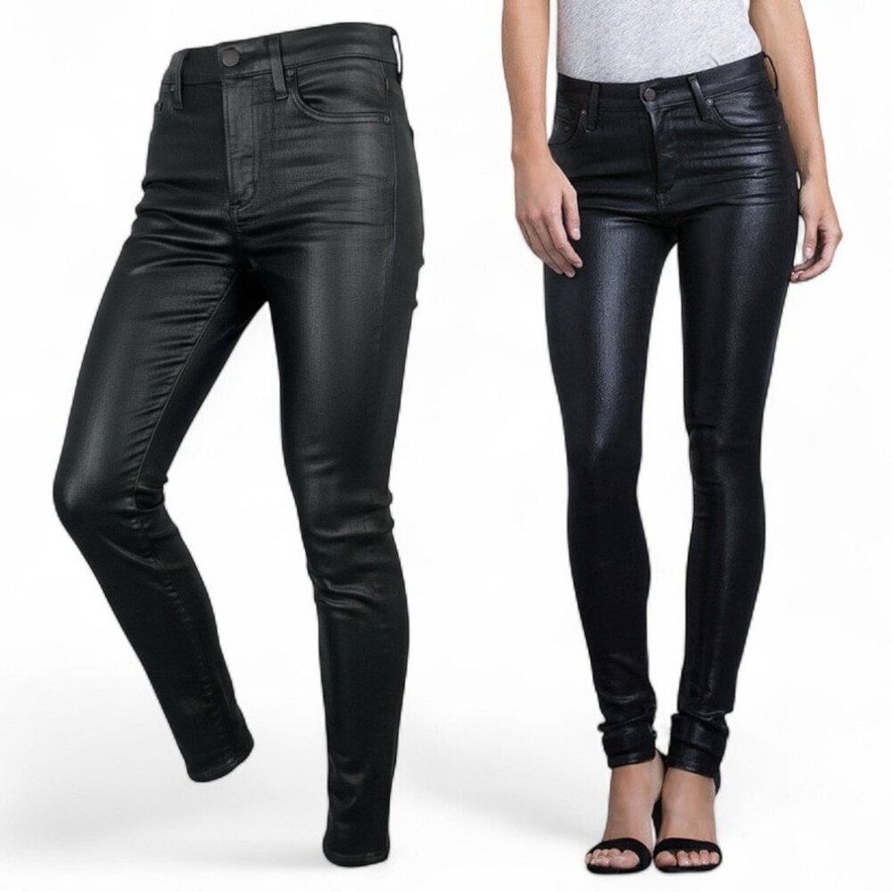Citizens of Humanity Rocket Slick High Rise Skinny Jeans Sz 24 Black Leatherette